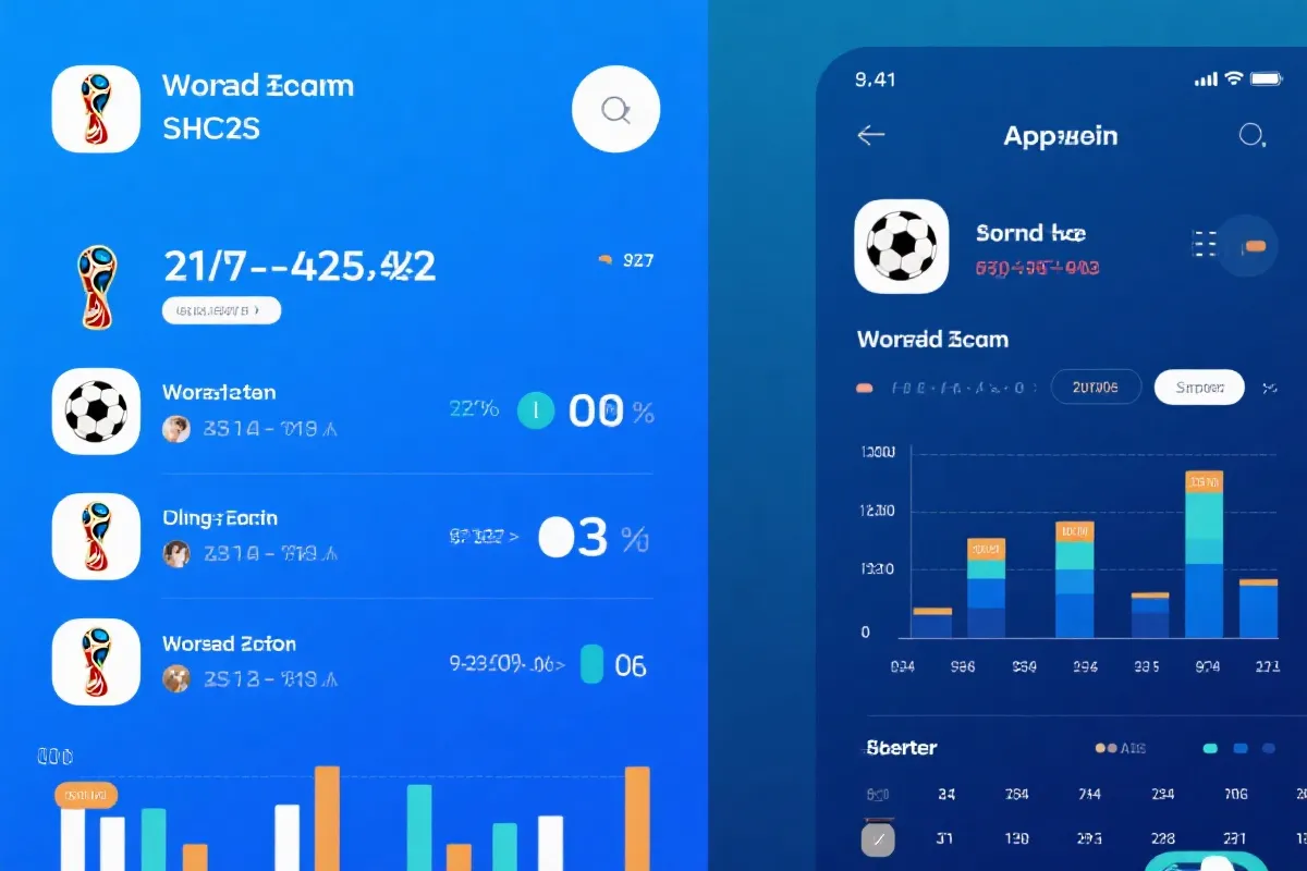 世界杯数据与赛程的APP界面示意